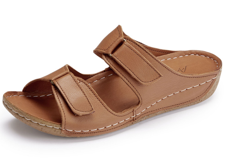 Sandalettes & slippers - Andrea Conti muiltjes met twee verstelbare klittenbandsluitingen, in Größe 036 bis 042, in Farbe COGNAC Ansicht 1