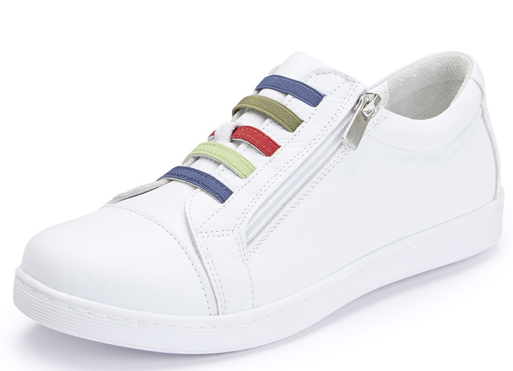 Instappers & veterschoenen - Andrea Conti sneakers met kleurrijke elastische banden, in Größe 036 bis 042, in Farbe WIT Ansicht 1