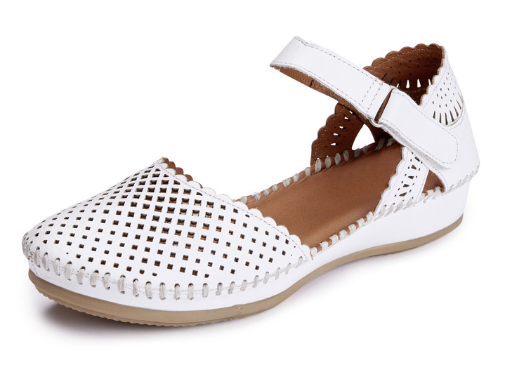 Sandalen & slippers - ELENA EDEN, zomerse damessandalen, breedte G, gemaakt van leer, in Größe 036 bis 042, in Farbe WIT Ansicht 1