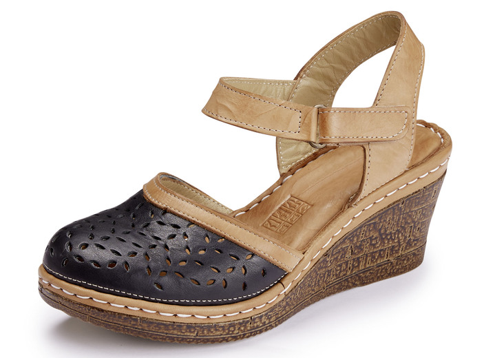 Sandalen & slippers - Gemini sandaal van geperforeerd rundnappaleer, in Größe 036 bis 041, in Farbe ZWART Ansicht 1