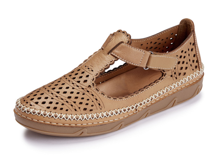 Breedte H - ELENA EDEN pantoffels van rundnappaleer, in Größe 036 bis 043, in Farbe COGNAC Ansicht 1