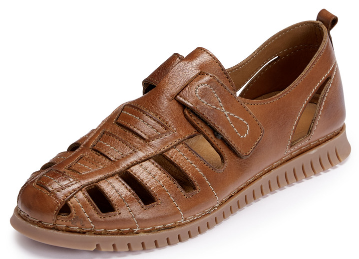 Instappers & veterschoenen - Gemini pantoffels met luchtige openingen, in Größe 036 bis 042, in Farbe COGNAC Ansicht 1