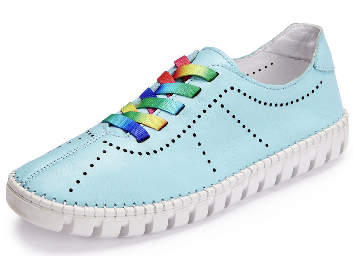 - Gemini veterschoen met veters in regenboogkleuren, in Größe 036 bis 042, in Farbe LICHTBLAUW Ansicht 1