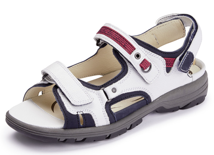 Sandalettes & slippers - Waldläufer, sportieve damessandalen, breedte H, met uitneembaar voetbed, in Größe 4 1/2 bis 9, in Farbe WIT-BLAUW-ROOD Ansicht 1