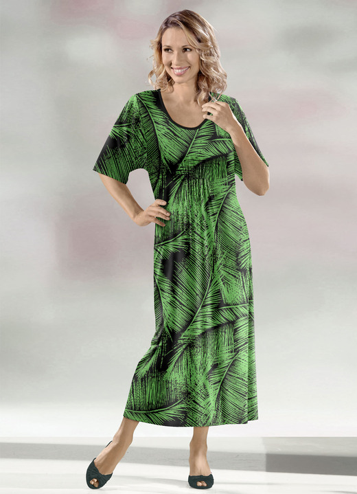Huisjurken - Kaftan in een comfortabele slip-on-stijl, in Größe 038 bis 062, in Farbe GROEN-ZWART