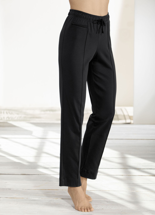 - Comfortabele broek met elastische tailleband, in Größe 018 bis 054, in Farbe ZWART
