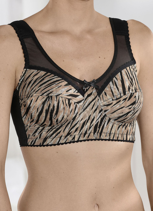 BH zonder beugel - BH met een roofzuchtig design aan de voorkant, in Größe 075 bis 110, in Cup C, in Farbe ZWART-CAMEL Ansicht 1
