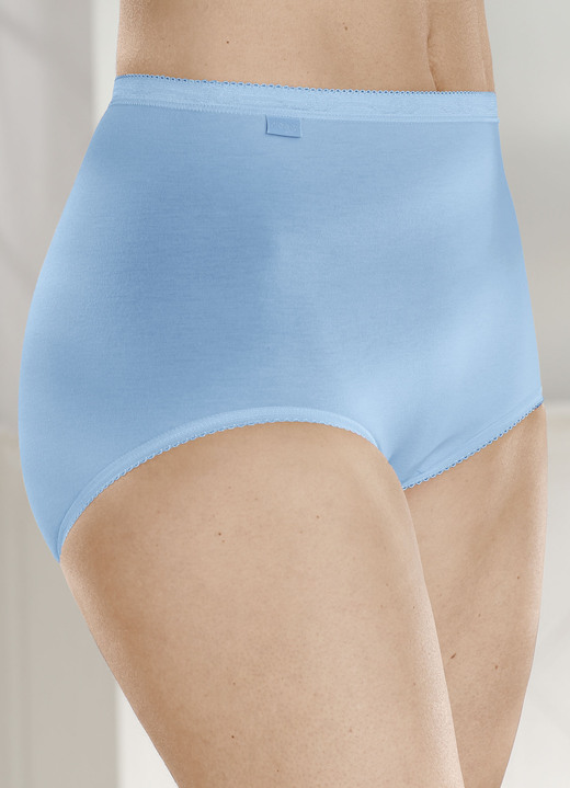Slips - Sloggi set van vier maxislips, in Größe 038 bis 054, in Farbe 1X AZURBLAU, 1X GRAU MELIERT, 1X SEKT, 1X MARINE Ansicht 1