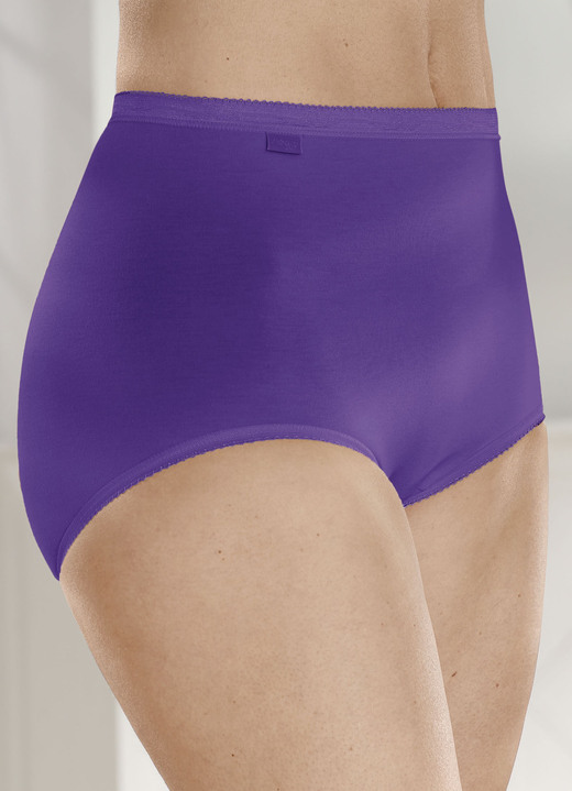Slips - Sloggi driepak maxislips, in Größe 038 bis 058, in Farbe 1X VIOLETT, 1X PUDER, 1X SEKT Ansicht 1
