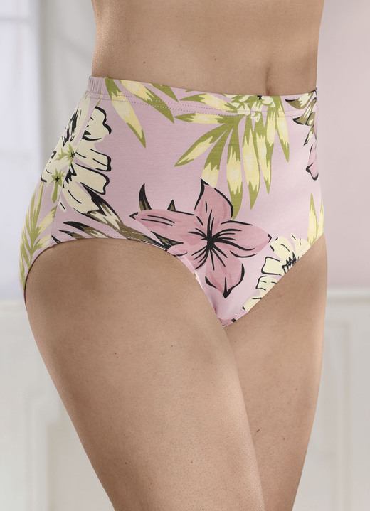 - Verpakking met vier slips met bloemetjesdessin, in Größe 038 bis 056, in Farbe ROZENKWARTS GEEL KLEURRIJK Ansicht 1