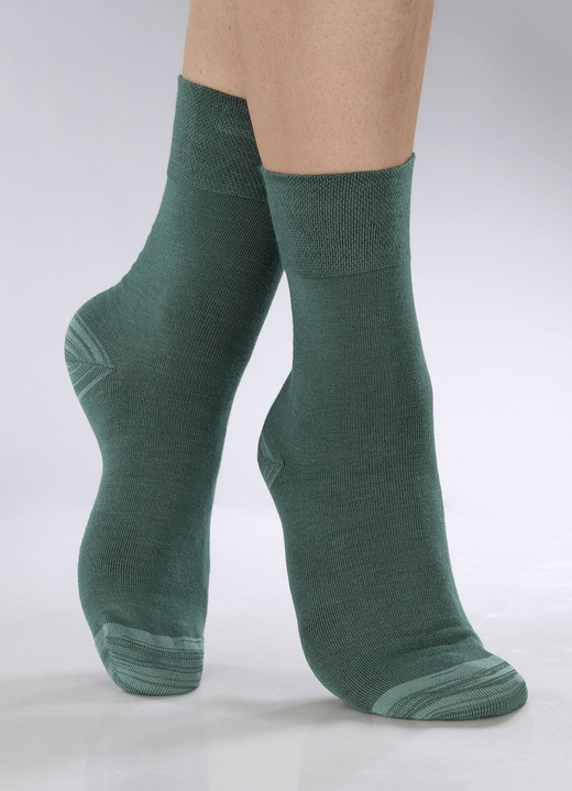 Kousen & panty's - Set van zes sokken in verschillende kleuren, in Größe 1 (Schoenm. 35-38) bis 3 (Schoenm. 43-46), in Farbe 2 X GROEN, 2 X PETROL, 2 X BESSEN Ansicht 1