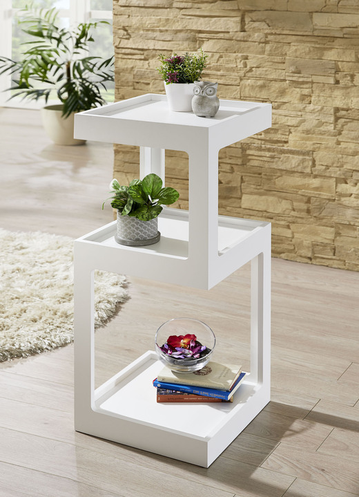Kleine meubels - Moderne bijzettafel, in Farbe WIT, in Ausführung Bijzettafel B37xH90xD37 cm Ansicht 1