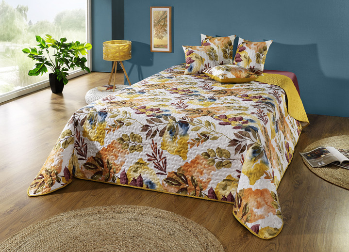 Spreien - Sprei met lintband en bovenkant van microvezel, in Größe 873 (Voor eenpersoonsbed, 135 x 210 cm ) bis 920 (2 kussenslopen, 40 x 40 cm), in Farbe GEELROOD Ansicht 1