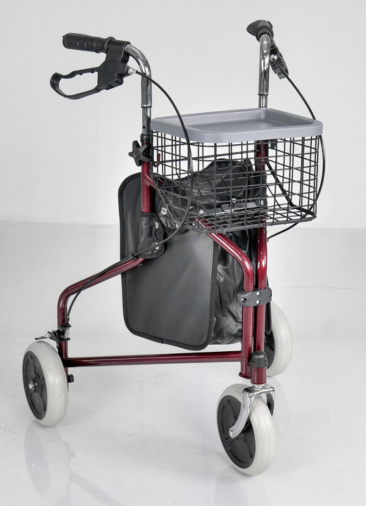 Mobiliteit - Rollator voor binnen met anatomisch gevormde handgrepen, in Farbe ROT Ansicht 1