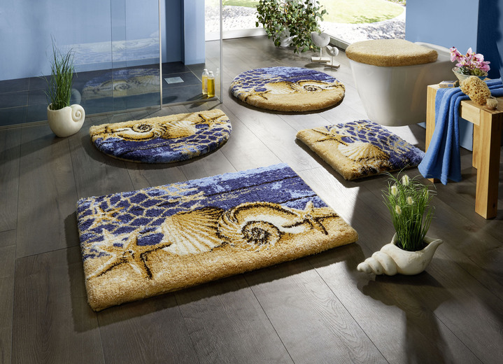 Badmatten - Badmattenset met antislip-onderkant, in Größe 100 (Matje, halfrond 50/80 cm) bis 112 (Toiletdekselafdekking 47/50 cm), in Farbe BLAUW Ansicht 1