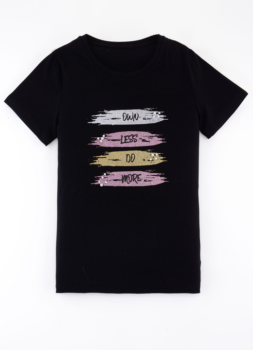 Shirts - Shirt met effectieve glitterprint in 2 kleuren, in Größe 034 bis 050, in Farbe ZWART Ansicht 1
