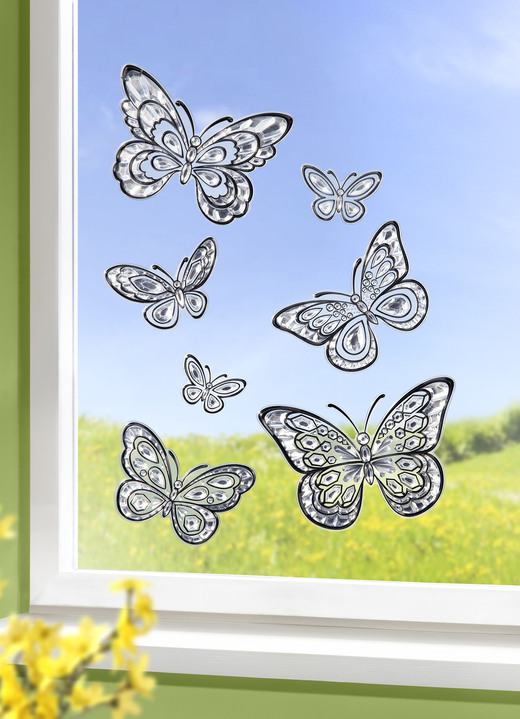 Raamhangers - 3D raamdecoratie vlinders, in Farbe ZWART/TRANSPARANT