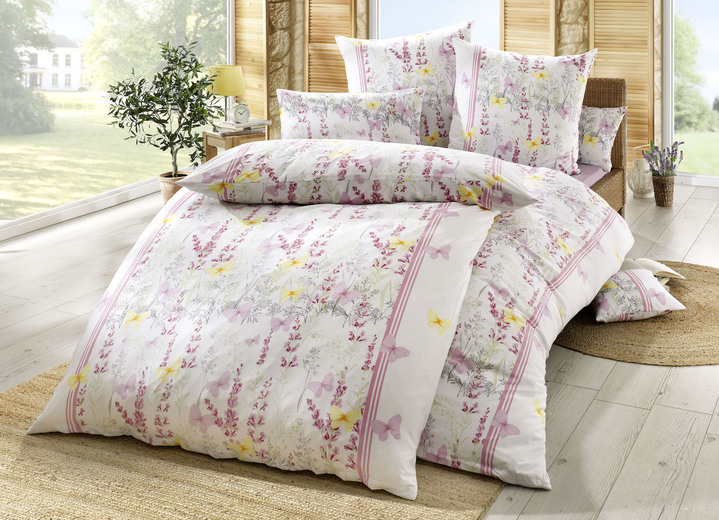 Beddengoed - Beddengoedset met kleurrijke lavendelweide, in Größe 112 (80/80 cm + 135/200 cm) bis 912 (10-delige voordeelset), in Farbe ROSA Ansicht 1