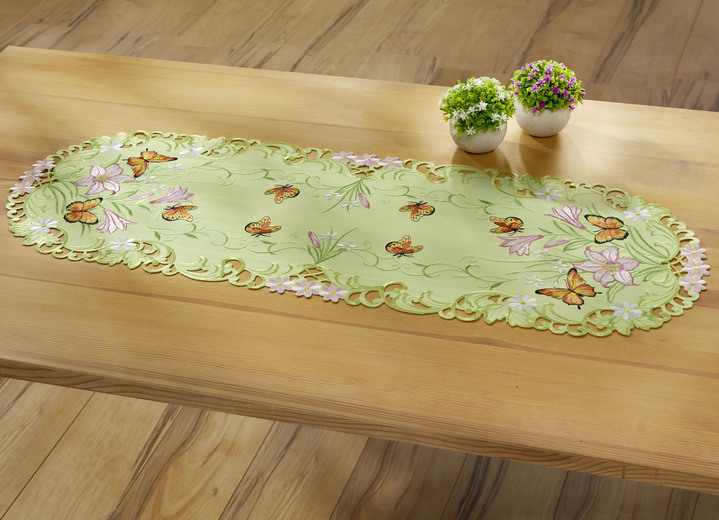 Woontextiel - Tafel- en kamerdecoratie in lentestijl, in Größe 101 (kleedjes ovaal, 35/50 cm) bis 404 (Kussensloop, 40/40 cm), in Farbe GROEN-MULTICOLOR Ansicht 1