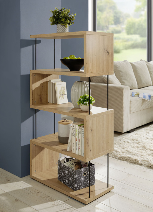 Meubels - Staande plank, ook ideaal als roomdivider, in Farbe WIT, in Ausführung Vrijstaande legbordstelling, smal, 2 legborden Ansicht 1