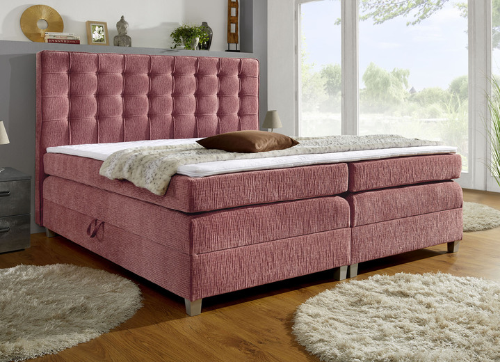 Boxspringbedden - Boxspringbed met 2 praktische bedboxen, in Farbe ROZE Ansicht 1