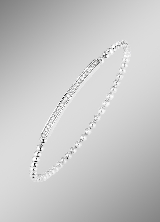 Armbanden - Ball chain armband van fijn zilver 925/- met synthetische zirkonia, in Farbe  Ansicht 1