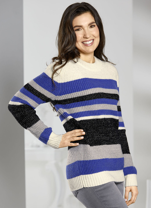 Lange mouw - Trui in pareltand, in Größe 036 bis 052, in Farbe 1 ROZE/BLAUW MULTICOLOR Ansicht 1