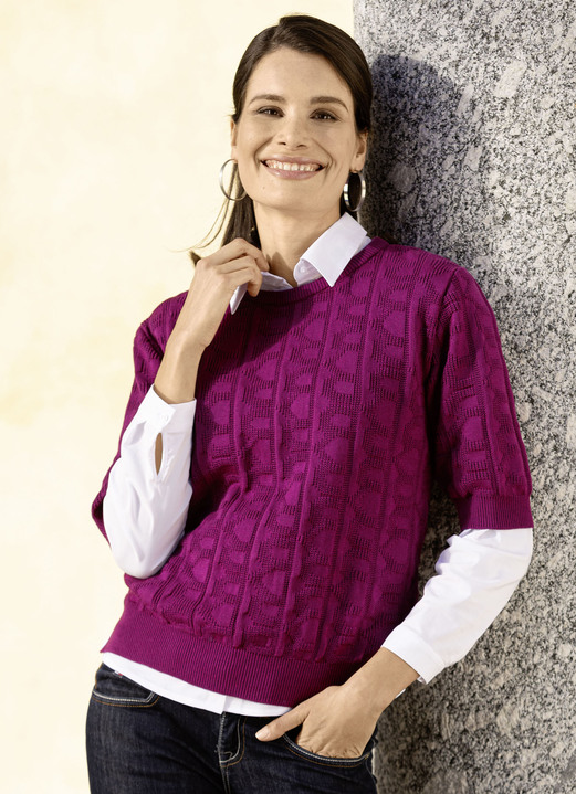 Spencer - trui in breimix, in Größe 036 bis 052, in Farbe FUCHSIA Ansicht 1