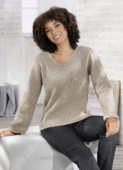 Lange mouw - Pullover die superzacht aanvoelt, in Größe 036 bis 052, in Farbe BEIGE GEMÊLEERD
