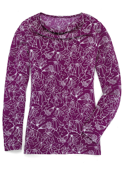 Shirts - Shirt met watervalhalslijn in 2 kleuren, in Größe 038 bis 054, in Farbe BORDEAUX WIT Ansicht 1
