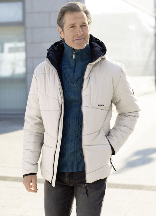 Jassen & mantels - Gewatteerde blouson met capuchon, in Größe 3XL(58) bis XXL (56), in Farbe BEIGE