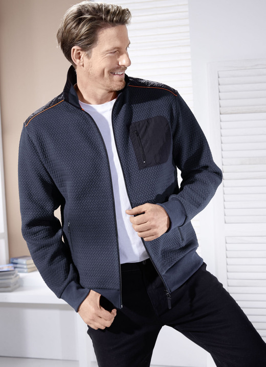 Shirts - Sweatjack van gestructureerde stof Shirts - Sweatjack van gestructureerde stof, in Größe 046 bis 062, in Farbe MARINE