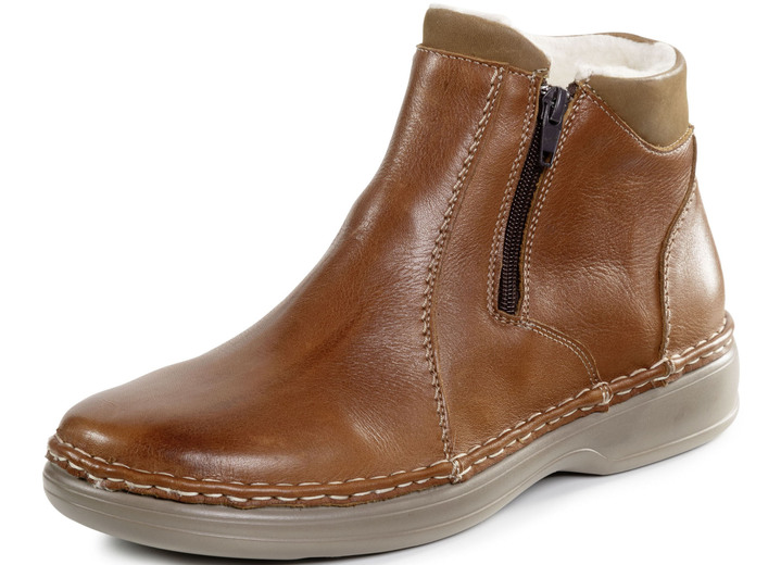 Laarsjes - GINO GALANTE, gevoerde heren enkellaarsjes, winterschoenen, met wol, in Größe 040 bis 046, in Farbe COGNAC Ansicht 1