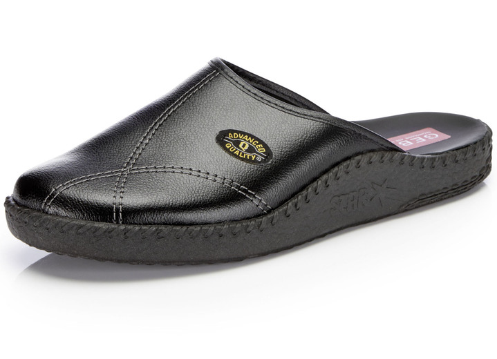 Huisschoenen - Klassieke herenmuiltjes met anatomisch gevormd voetbed, in Größe 039 bis 046, in Farbe ZWART Ansicht 1