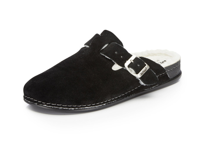 Huisschoenen - Slippers gemaakt van zacht suède, in Größe 040 bis 047, in Farbe SCHWARZ Ansicht 1