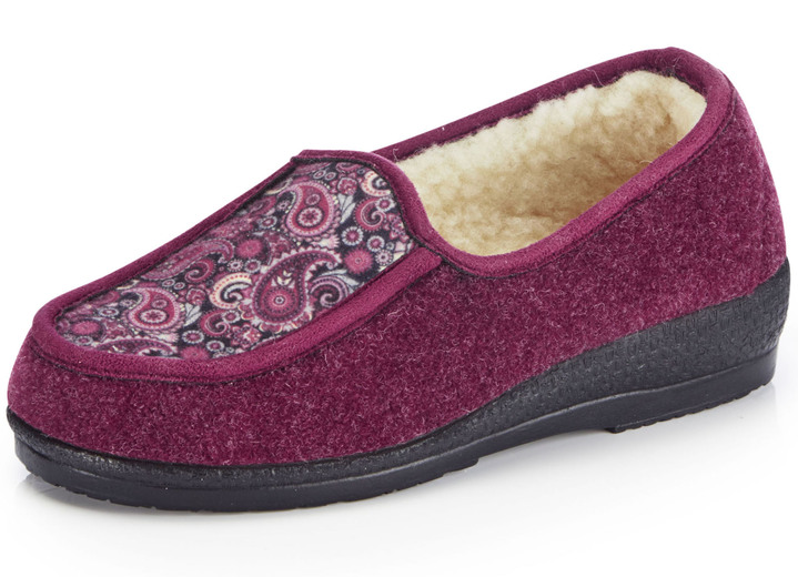 Huisschoenen - Pantoffels met scheerwolvoering, in Größe 036 bis 042, in Farbe BORDEAUX Ansicht 1