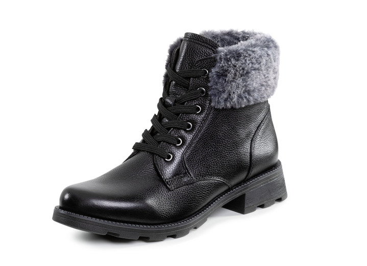 Laarzen & laarsjes - ELENA EDEN, gevoerde dames enkellaarsjes, winterschoenen, breedte G, met uitneembaar voetbed, in Größe 3 1/2 bis 8, in Farbe ZWART-GRIJS Ansicht 1