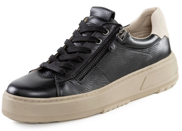 Instappers & veterschoenen - ELENA EDEN veterschoen met velours afwerking, in Größe 036 bis 042, in Farbe ZWART-BEIGE Ansicht 1