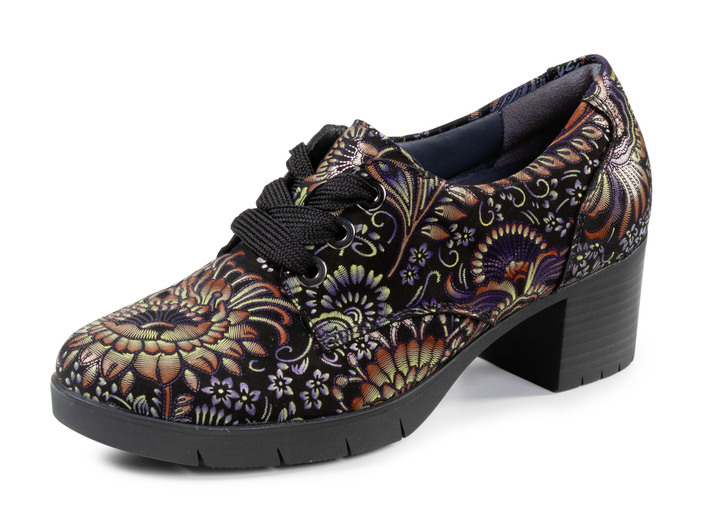 Pumps & ballerina - Waldläufer, comfortabele dames trotteur, breedte H, met uitneembaar voetbed, in Größe 3 1/2 bis 8, in Farbe ZWART KLEURRIJK Ansicht 1