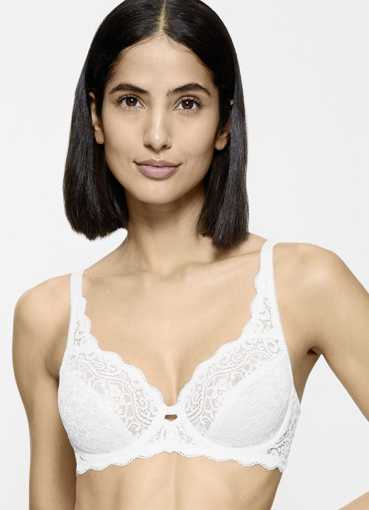 Beugel-BH - Triumph Amourette beugelbeha van delicate elastische kant, in Größe 075 bis 100, in Cup C, in Farbe WIT Ansicht 1