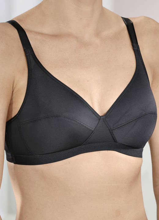 Damesondergoed - Set van twee Playtex-bh's met een zachte onderborstband, in Größe 075 bis 095, in Cup C, in Farbe 1X ZWART, 1X WIT Ansicht 1