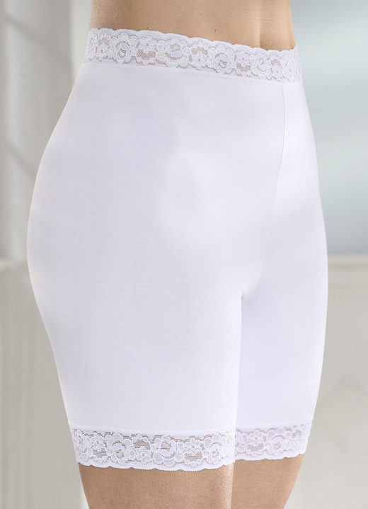 Pantyslips - Set van drie slipjes met kanten randen, in Größe 040 bis 056, in Farbe WIT Ansicht 1