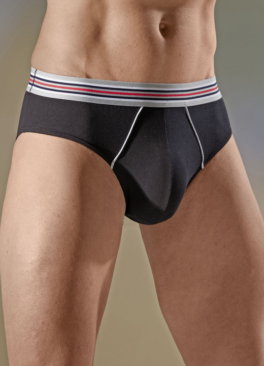 Slips & broeken - Pak van vier slips met elastische band, in Größe 004 bis 010, in Farbe 2x ZWART, 2X MARINE