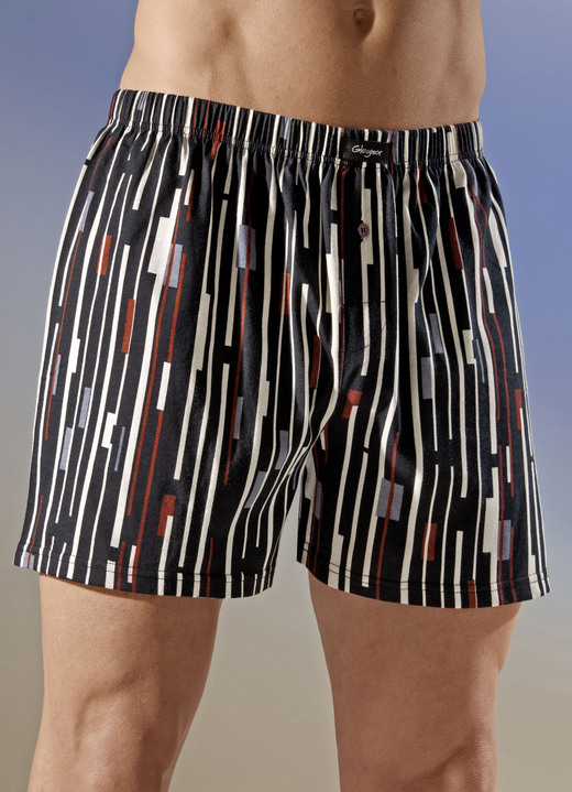 Pants & boxershorts - Pak van vier boxershorts met streepjesmotief, in Größe 005 bis 014, in Farbe 2X ZWART-MULTIKLEURIG, 2X GRIJS-MULTIKLEURIG