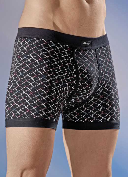 Slips & broeken - Set van drie onderbroeken van fijne jersey, all-over patroon, in Größe 005 bis 011, in Farbe 2X ZWART-MULTI, 1X PETROL-MULTI