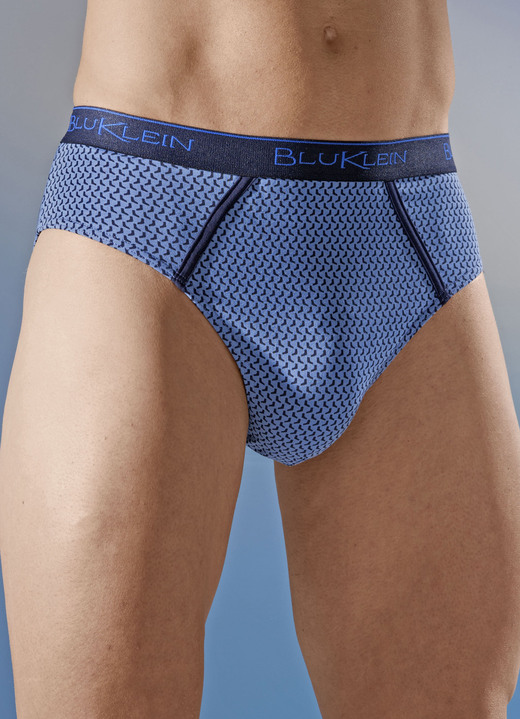 Slips & broeken - Set van vier slips met elastische tailleband, all-over patroon, in Größe 004 bis 010, in Farbe 2X BLAUW-MARINE, 2X MARINEBLAUW
