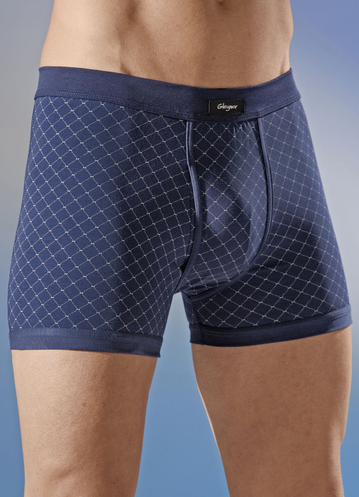 Slips & broeken - Vierpack onderbroeken van fijne jersey, met gulp, in Größe 005 bis 011, in Farbe 2X MARINE-BEIGE, 2X LICHTBLAUW-NAVY