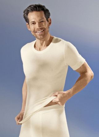 Slip-on jasje, korte mouwen, met angora, in ecru