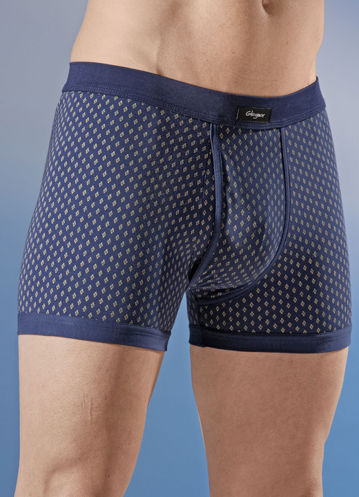 Slips & broeken - Vierpack onderbroeken, all-over patroon, in Größe 005 bis 011, in Farbe 2X MARINE-MULTIKLEURIG, 2X ZWART-MULTIKLEURIG