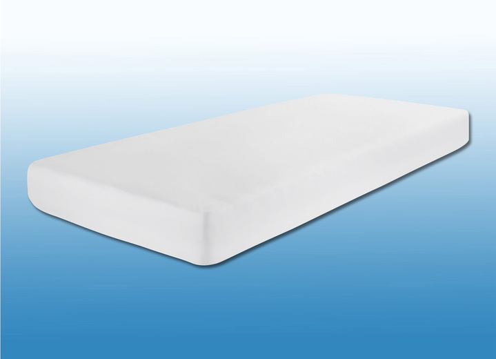 Matrassen & topper - Absorberend en onderhoudsvriendelijk Molton stretch hoeslaken van Dormisette, in Größe 133 (80-100/190-220 cm) bis 138 (190-210/190—220 cm), in Farbe WIT Ansicht 1